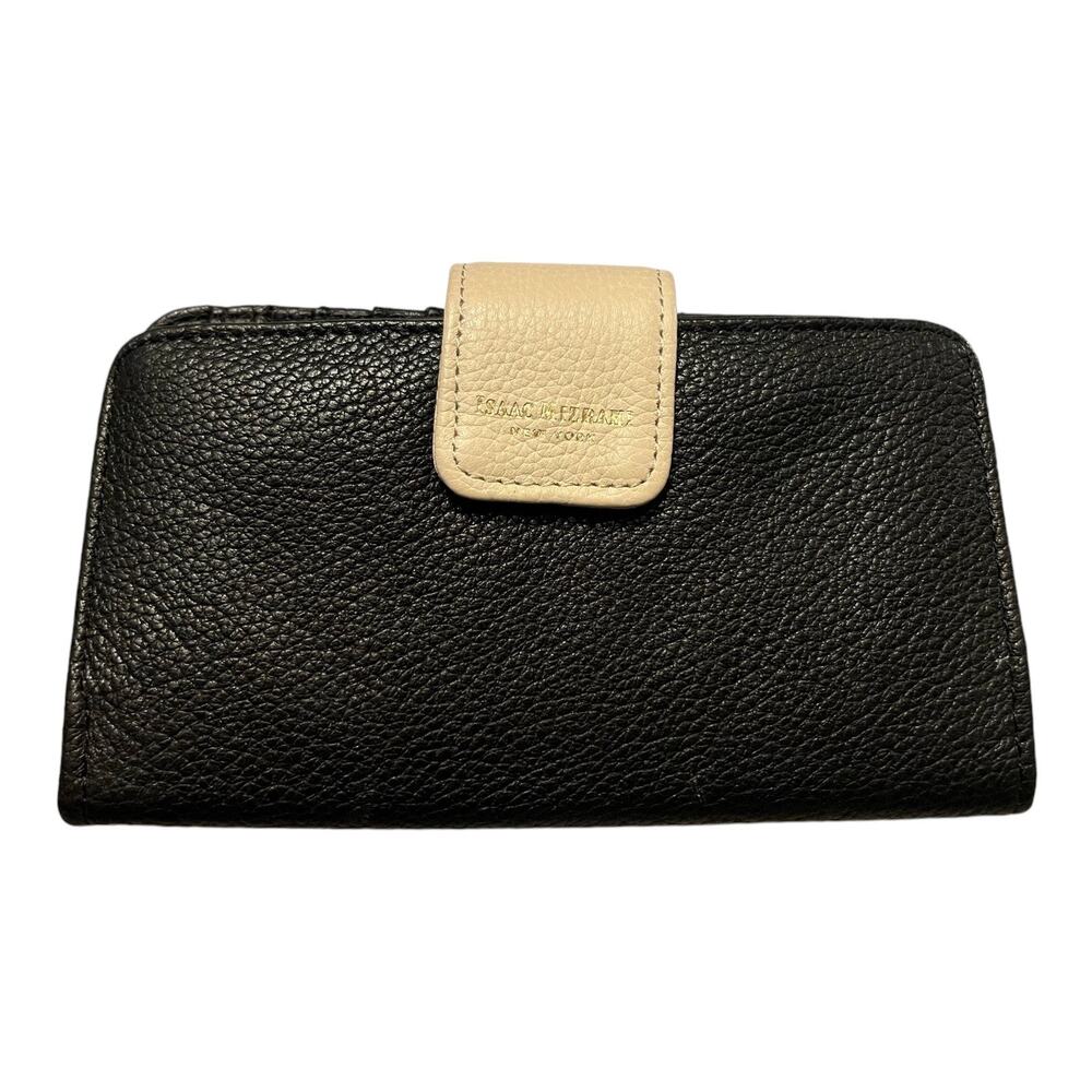 ISAAC MIZRAHI Wristlet Wallet Black Leather Wristlet Zip Around Purse Black NWT